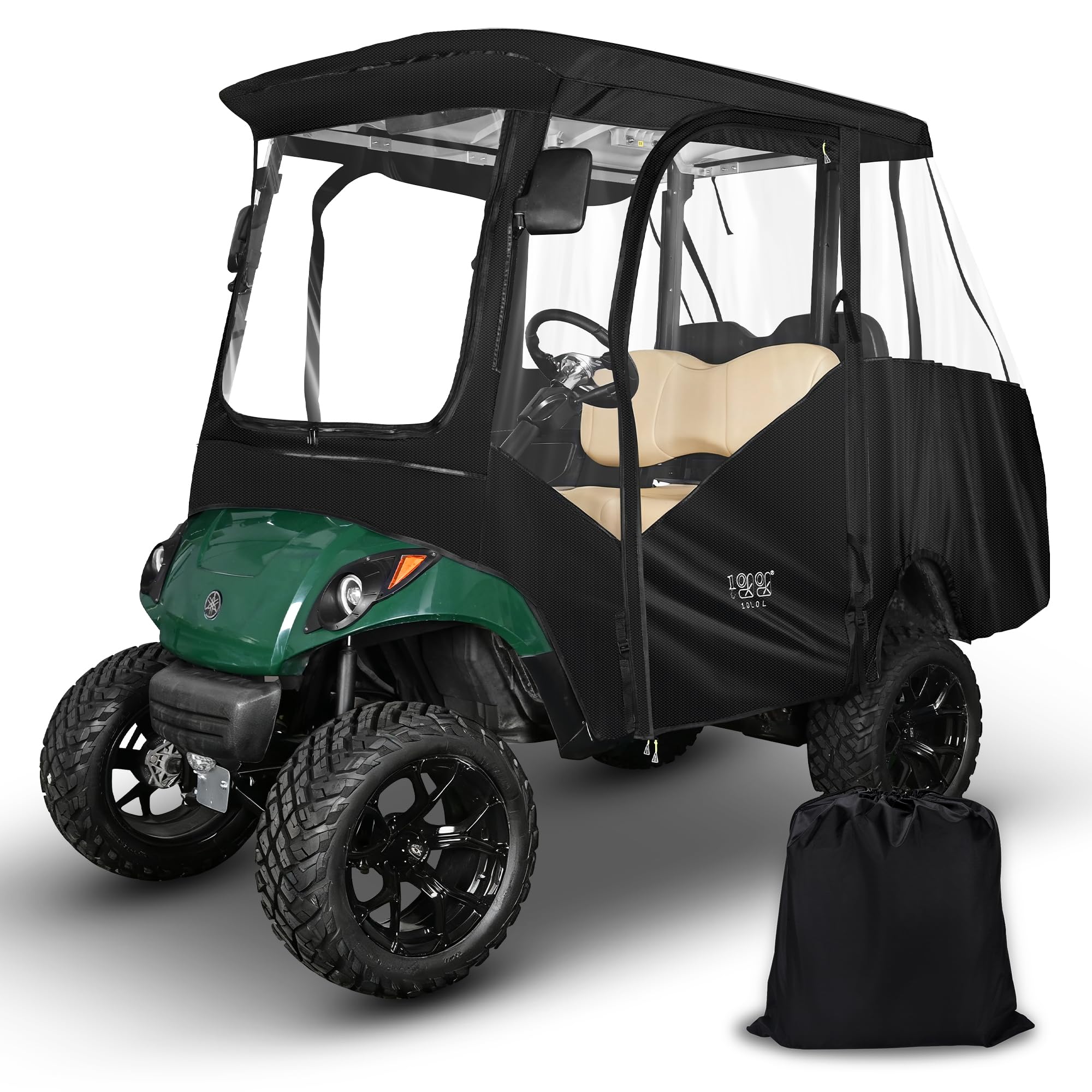 Photo 1 of 10L0L Golf Cart Driving Enclosure 4 Passenger for Yamaha G14 G16 G22 G29 Drive2 with Heavy Duty Zipper,600D Golf Cart Rain Cover Driving Covers with Roll-up Windshield, 4-Sided Clear Window