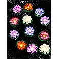 Hortsun 12 Pcs Floating Pool Lights Artificial Lotus Lamp Lotus Floating Lanterns LED Lifelike Flower Light Battery Operated Pad Swimming Pool Decorations(Include Batteries)(3.94 Inch,Multicolor)