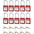 QWORK Lockout Tagout Locks, Safety Padlock, 10 Padlocks with 20 Keys, for Lock Out Tag Out Stations and Devices