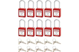 QWORK Lockout Tagout Locks, Safety Padlock, 10 Padlocks with 20 Keys, for Lock Out Tag Out Stations and Devices