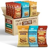 Healspot High Fiber Crackers Pure Plant Protein Chips, 9g Fiber, 12g Protein, Low Carb Keto No Sugar Snacks, High Protein Crackers for Adults&amp;Children, Variety Packs Healthy Snacks( Barbacue, Sweet Waffle, Sea Salt&amp;Vinegar, 12 Bags)