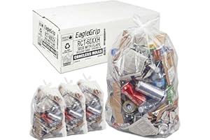 Eagle Grip Clear Gallon Trash Bags Heavy Duty - 2.0 MIL Thick (equiv) - 38" x 58" - Garbage Bags for Contractors, Lawn, Leaf,