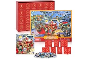OMAKY Advent Calendar 2025 Christmas Jigsaw Puzzles for Kids and Adults, 1008 Pieces Puzzle 24 Days Christmas Countdown Calendar, Fun Family Game Christmas Gifts Christmas Home Decor (Santa Claus)