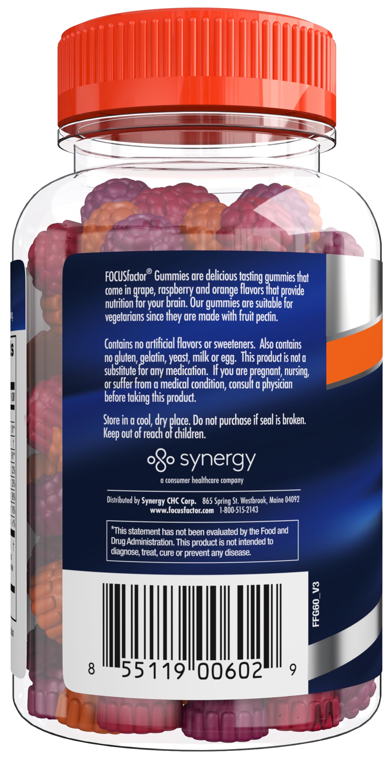 Focus Factor Nootropic Gummies, Memory Supplement for Brain, Phosphatidylserine, Bacopa, Huperzine A, 60 Count