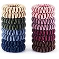 QIUTIMIY 16Pcs Spiral Hair Ties, (Cloth) Hair Elastic Coils for Women and Girls, Waterproof Phone Cord Hair Scrunchies Accessories Bands for Ponytails and Updos