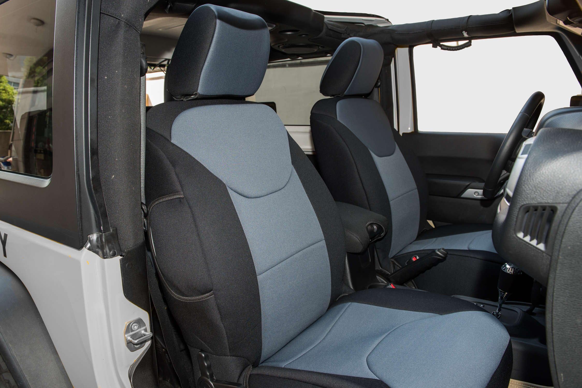 Homeyone Tailor Made Neoprene Seat Covers Set fit 2013 to 2017 Jeep Wrangler JK 2 Door (Black/Dark Grey)