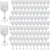 LEYIQU Plastic Wine Glasses, Plastic Goblets Vintage Style Cordial Drinking Glasses for Valentine’s Day, Wedding Reception, Grand Event Party Supplies (100, Transparent)