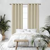 Deconovo Eyelet Curtains Thermal Insulated Room Darkening Beige 42x63 2 Panels view 6