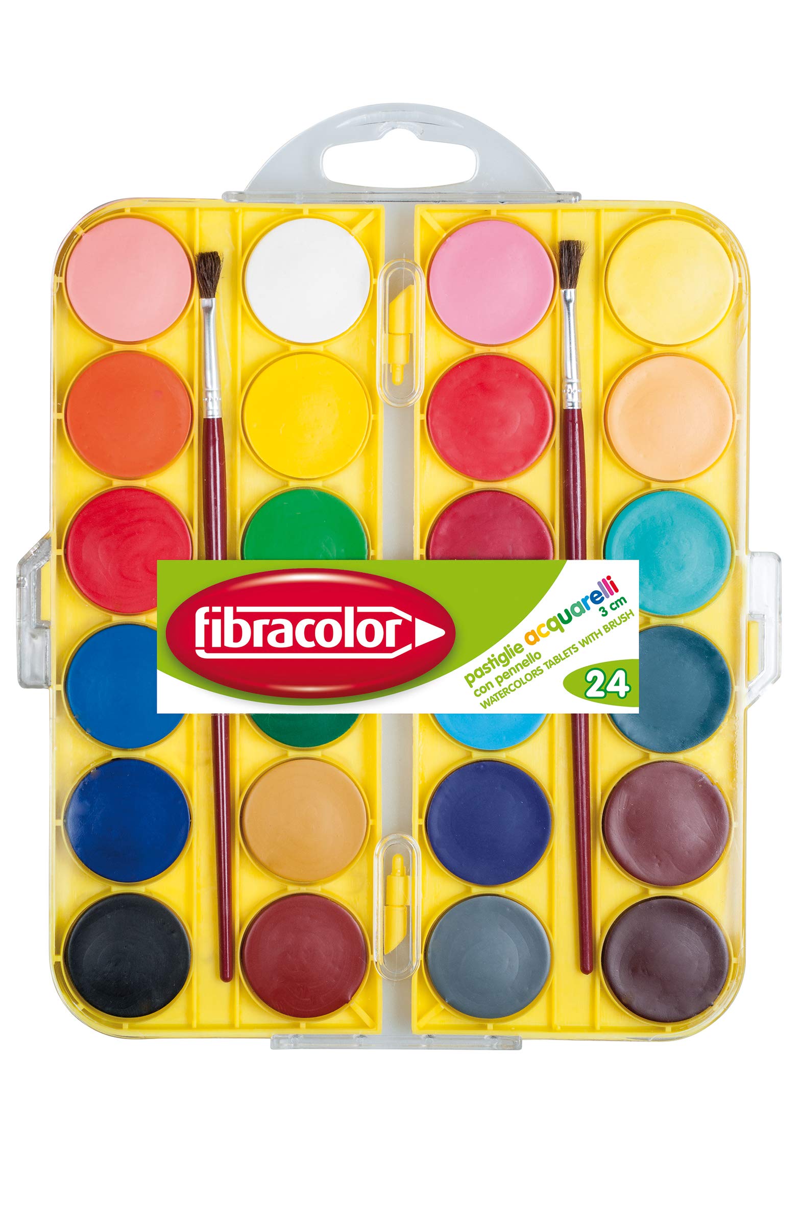 FIBRACOLOR ACQUERELLI in pads diameter 30 mm. - Box of 24 colours