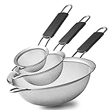 Stainless Steel Fine Mesh Strainers, Set of 3 Sizes