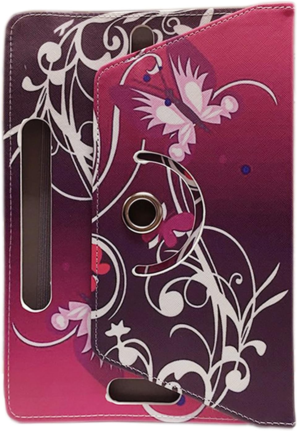 Universal 360° Rotational Colourful Various PU Leather Stand Case Cover Fits All 7" Inch Android Tablets tab devices + Free Stylus Pen (BUTTERFLY PURPLE) - Image 4