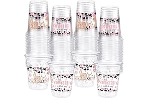 Funnymoom 60 Pack Cowgirl Baby Shower Plastic Cups 12 oz a Little Cowgirl Is on the Way Western Disposable Clear Plastic Drinking Cups for Wild West Rodeo Baby Shower Decoration Supplies