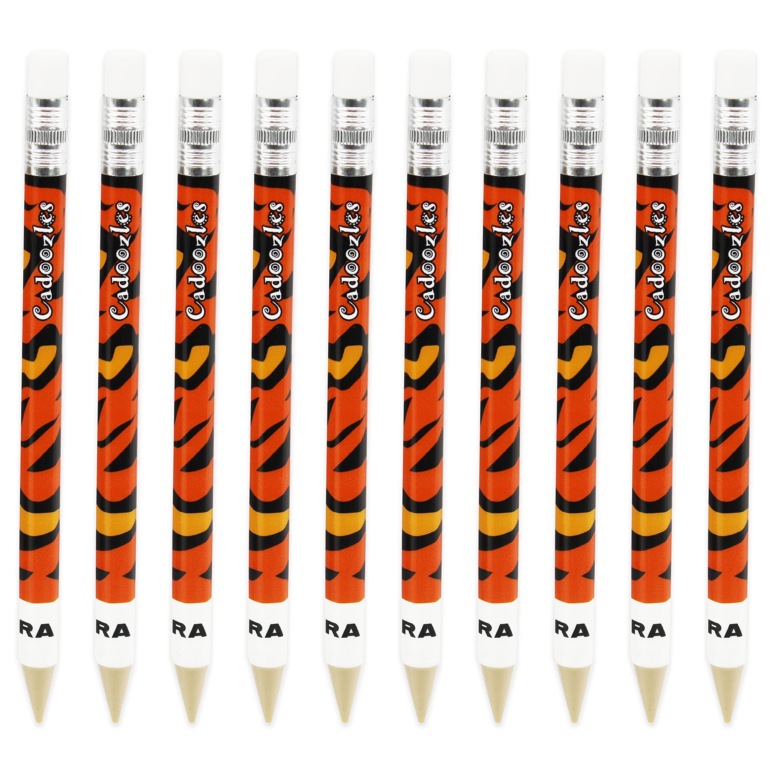 Zebra Cadoozle Mini Mechanical Pencil - 0.7mm Lead - Novelty Tiger Animal Print - Pack of 10