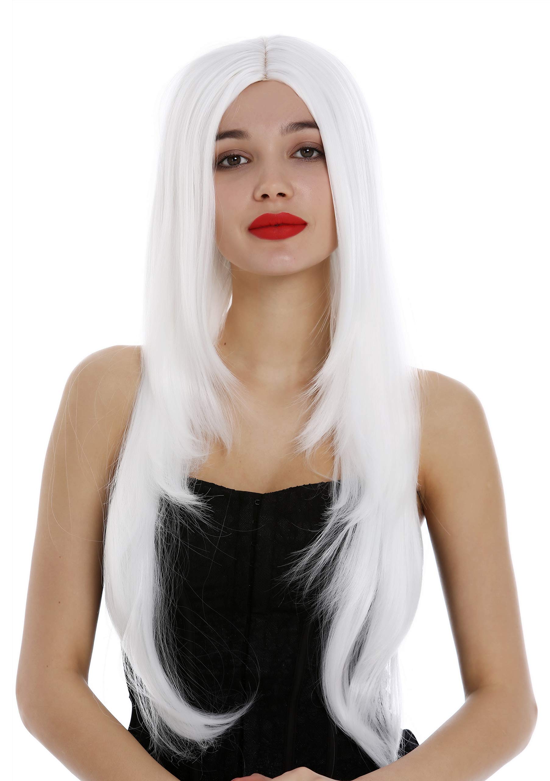 WIG ME UP - 3217-1001 Lady Wig very long parting layered straight sleek white Fairy Elf