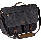 Messenger Bag for Men,VASCHY Vintage Water Resistant Canvas Satchel 14 15.6 17inch Laptop Briefcase
