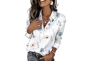 Zeagoo Button Down Shirts for Women Dressy Casual Work Blouses Long Sleeve Print Tops Fall Clothes