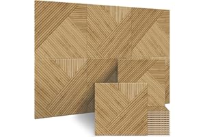 BUBOS Large Acoustic Panels,6 Pack Wood-Pattern Printing Soundproof Wall Panels, Total Size 70.8 x 47.2 Inches Self-Adhesive 