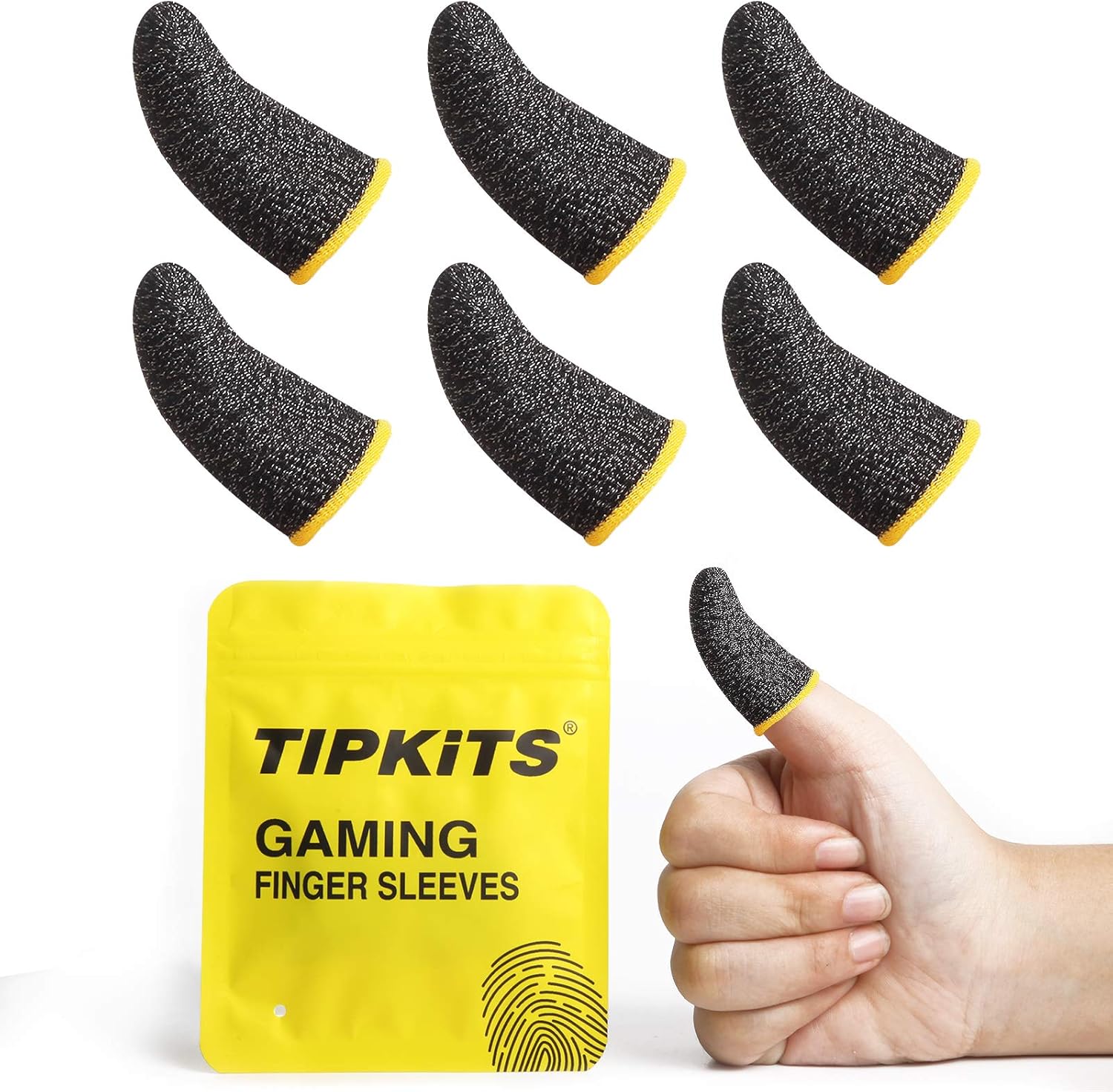 Tipkits Gaming Finger Sleeves 6Pcs, Thumb Sleeve for Mobile Phone, High