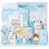 Joyliss Birthday Gifts for Women, 13PCS Unique Happy Birthday Gifts Basket for Mom Her Best Friend Sister Wife Girlfriend Coworker Bestie, Luxury Self Care Box Relaxing Spa Gifts Set (Ocean)