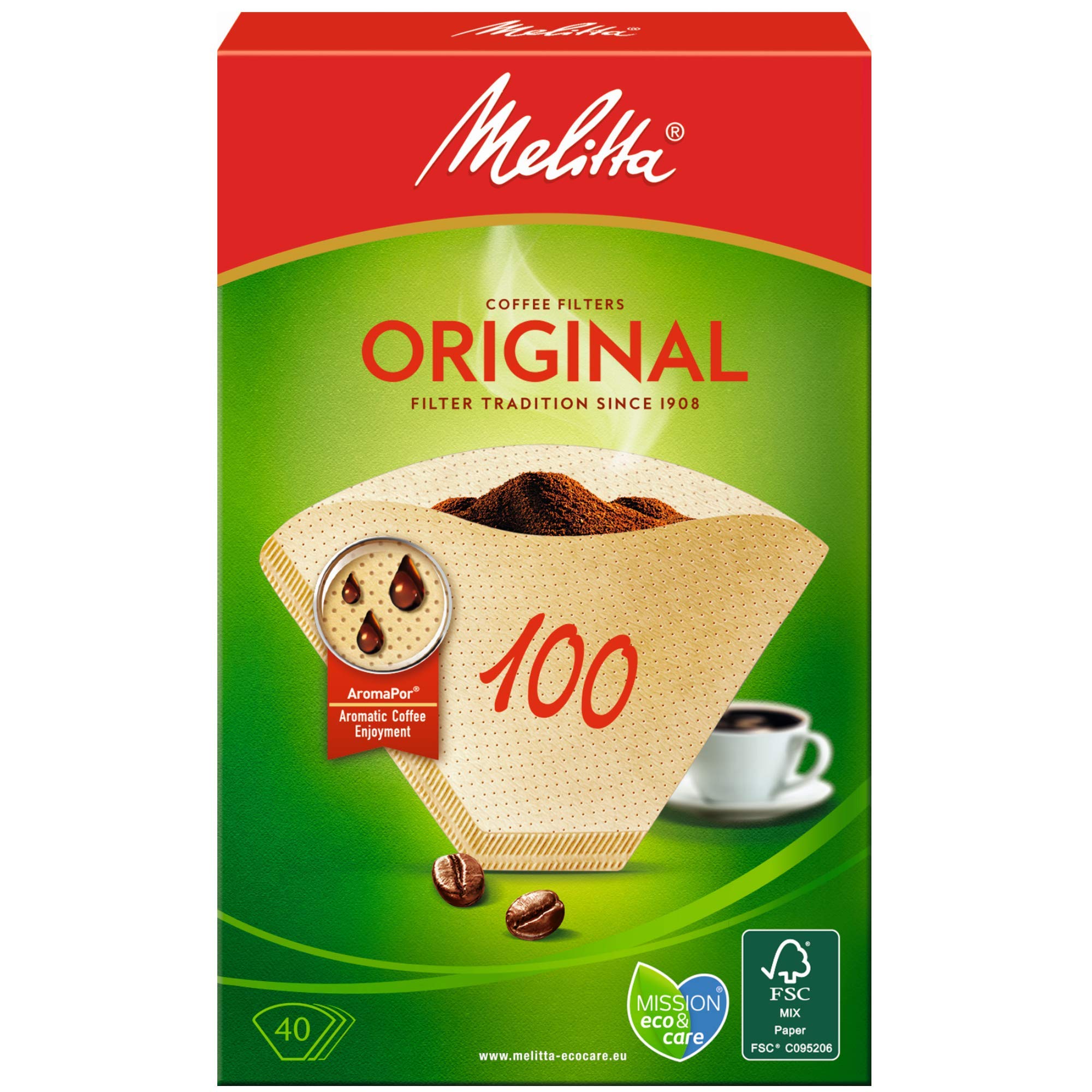 Melitta 100/40 Paper Filters, Natural Brown