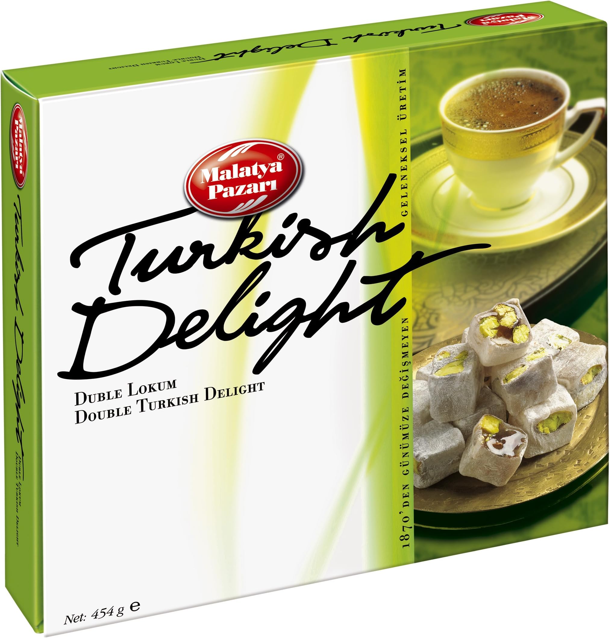 Premium Qualtiy Authentic Turkish Delight Gift Box With x2 Pistachios (454 GRAM) 16 oz