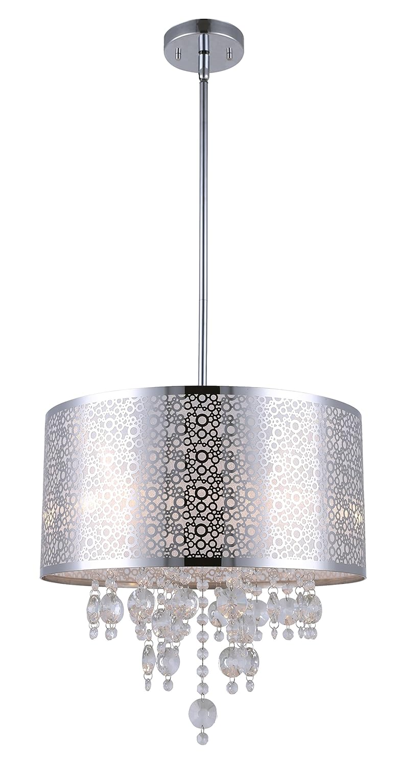 CANARM ICH543A04CH16 Piera 4-Light Chandelier with Crystal, Chrome