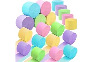 KVCSYAW 20 Rolls Easter Crepe Paper Streamers, 1640 Ft Crepe Paper Decorations in 5 Colors for Various Large Hanging Party Backdrop DIY Decoration, Rainbow DIY Supplies 82FT/Roll