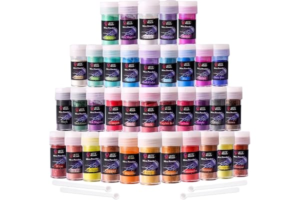 LET'S RESIN 36 Colors Mica Powder, Mica Pigment Powder for Epoxy Resin/UV Resin, Natural Colorant Dye for Soap/Candle Making,