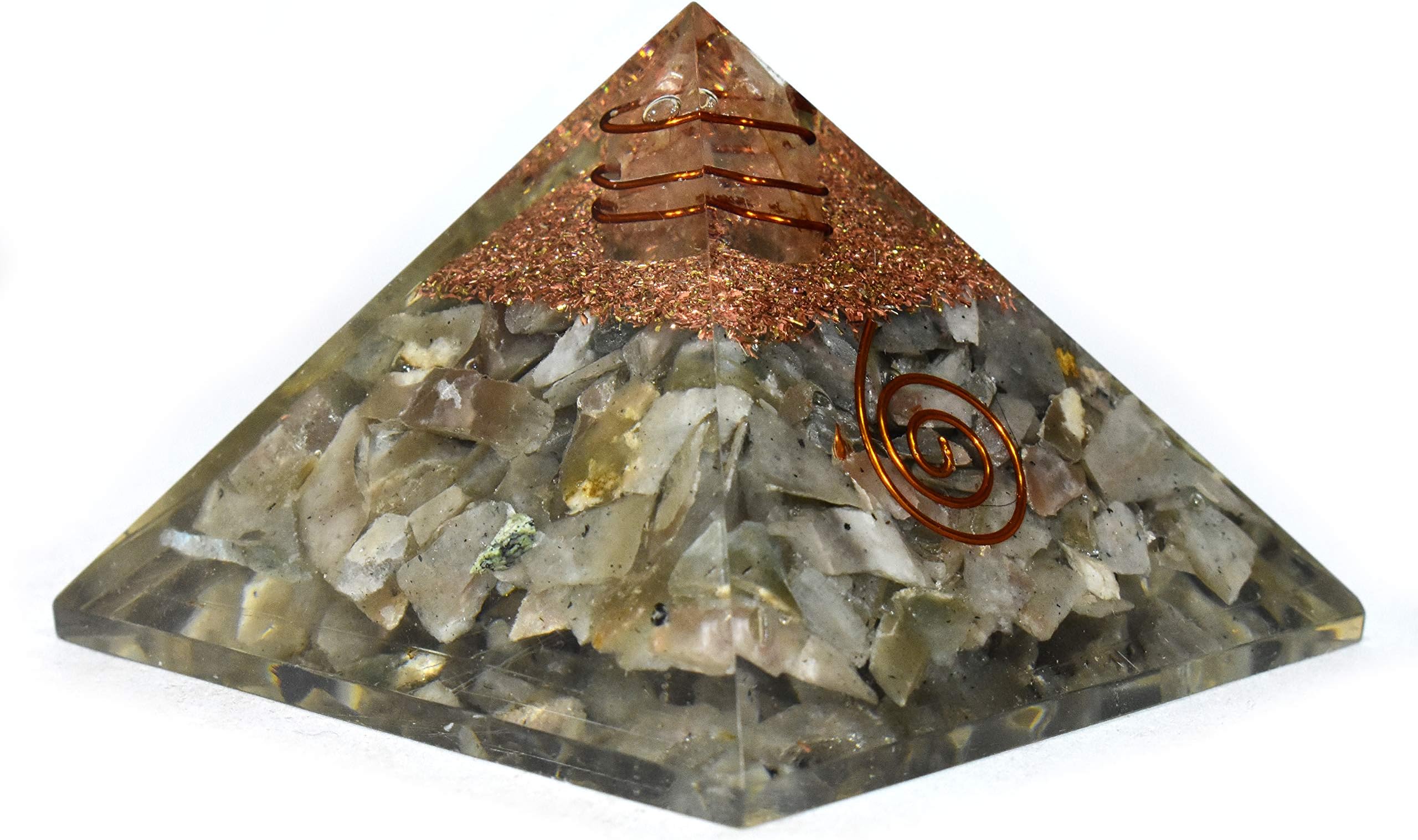 Healings4u Orgnite Pyramid - Kunzite Orgonite Size - 2-2.5 inch Natural Healing Chakra Crystal Stone