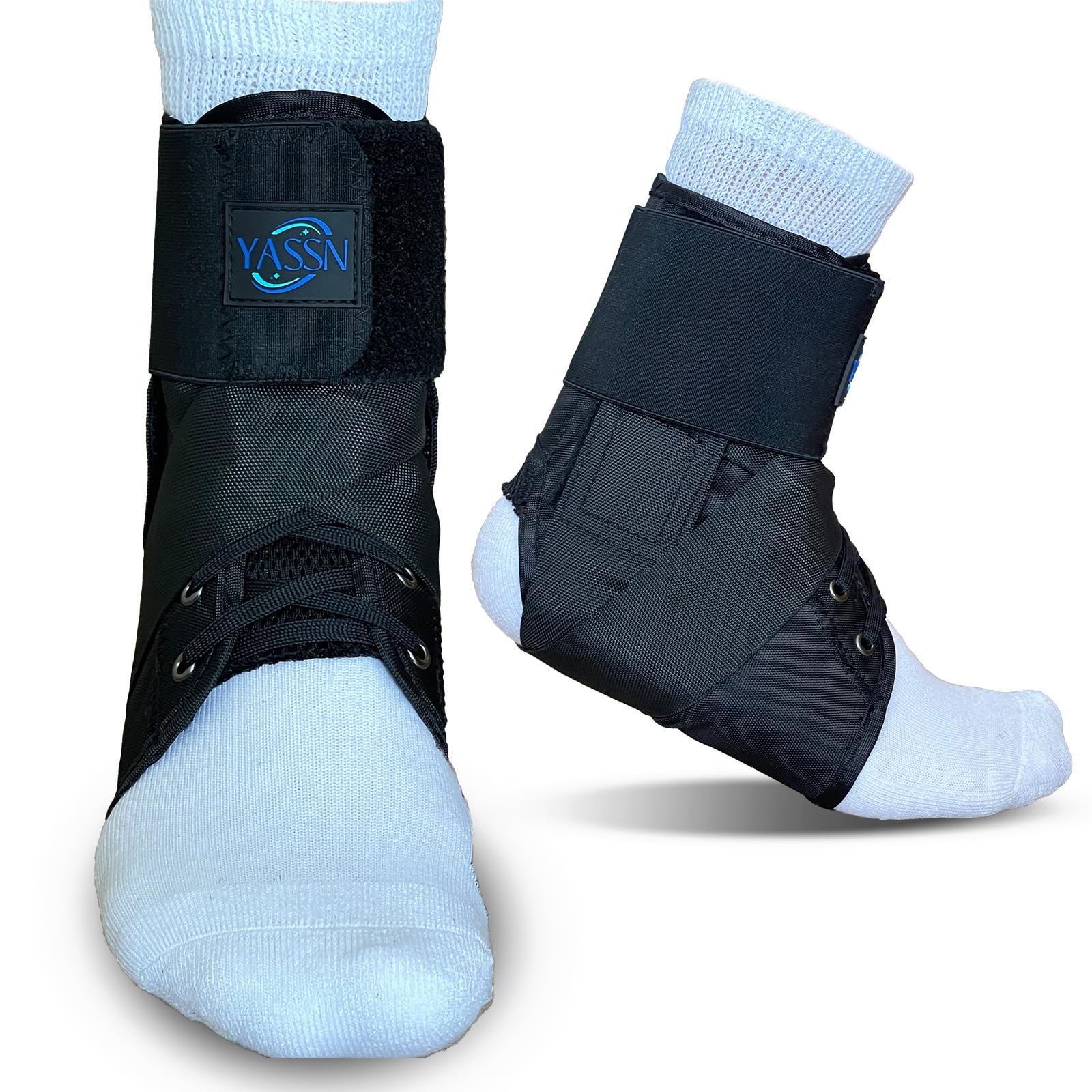 Photo 1 of YASSN (2-Pack) Ankle Support Brace, Ankle Stabilizer, lace up ankle brace for Women & Men, ankle brace for Basketball, Volleyball, football, Running, Recovery & sprained ankle. (Medium 2-Pack)