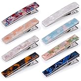 LEDUODO Acrylic Resin Hair Barrettes Alligator Hair Clips - 8pcs Duckbill Hair Clips Marble Pattern Hairpins Geometric Clips for Women Girls Hair Accessories Birthday Christmas Valentines Day Gifts