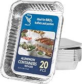 Rollay 20 Pack Aluminium Foil Trays with Lids 1000ml for Baking & Storage view 1