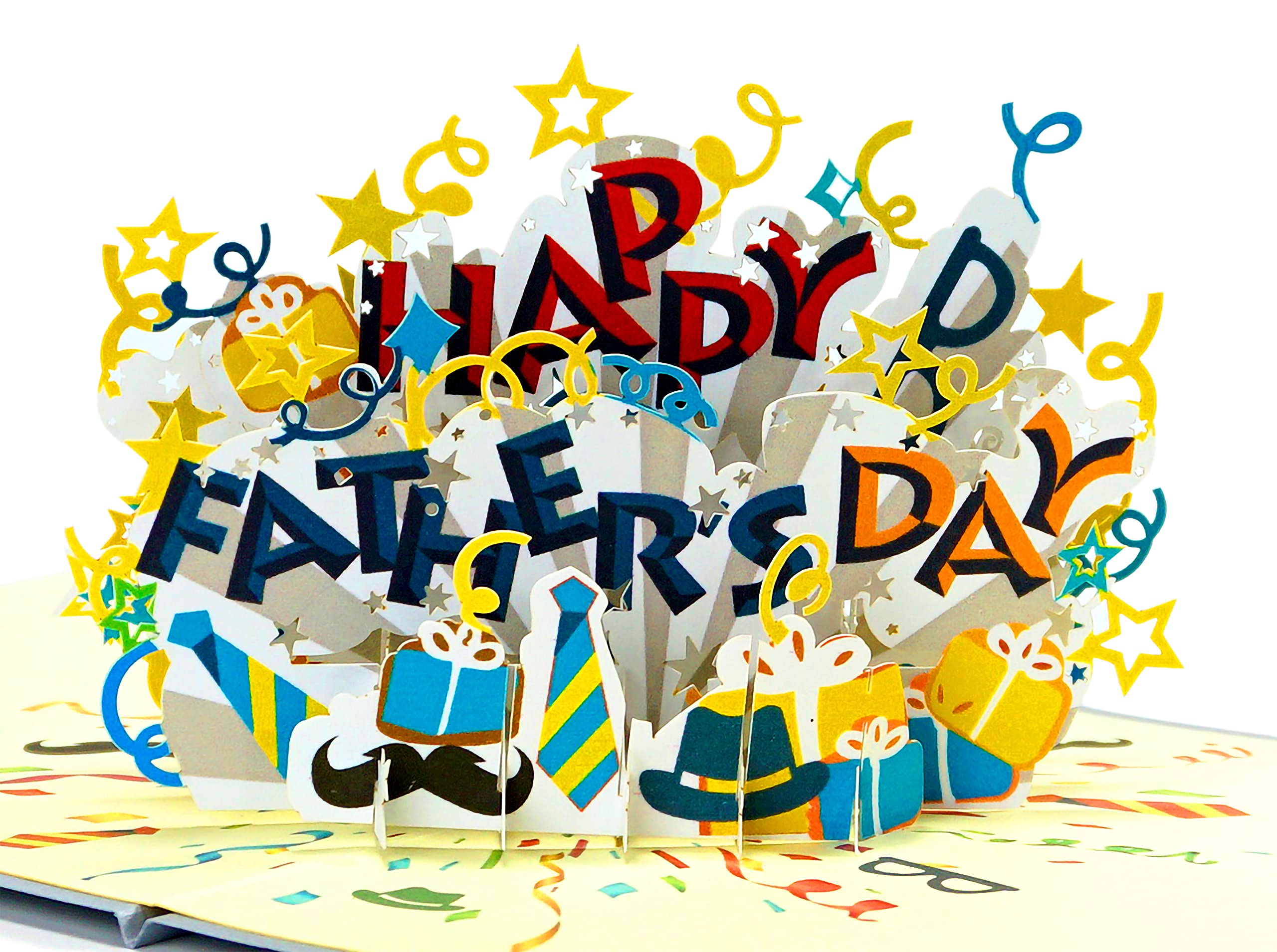 CUTPOPUP Text Happy Fathers Day Card, Birthday Cards for Men, 3D Greeting Card Father Him Boy Son Brother Husband Male Dad Birthday Card US8-FT002 UK