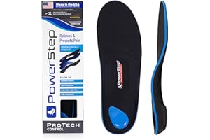 PowerStep ProTech Control Orthotic Insoles - Medical Grade Arch Support Inserts for Plantar Fasciitis Relief- Made in USA - Maximum Cushioning + ShockAbsorb Orthotic (M 6-6.5 W 8-8.5)