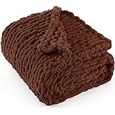 LONG CREATE Chunky Knit Throw Blanket 60"X 80", 100% Handmade with Soft Chenille Yarn, 6.7lbs Thick Cable Knitted Blankets, Large Rope Knot Crochet Throws for Couch Sofa Bed Home Decor, Dark Brown