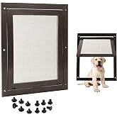 TonGass Small Pet Door Flap for Screen Door Fits Dogs &amp; Cats Under 30 Lbs | 7.9" x 9.9" Brown Lockable Dog and Cat Screen Door Insert, Cat Screen Door Flap for Exterior Porch Screen