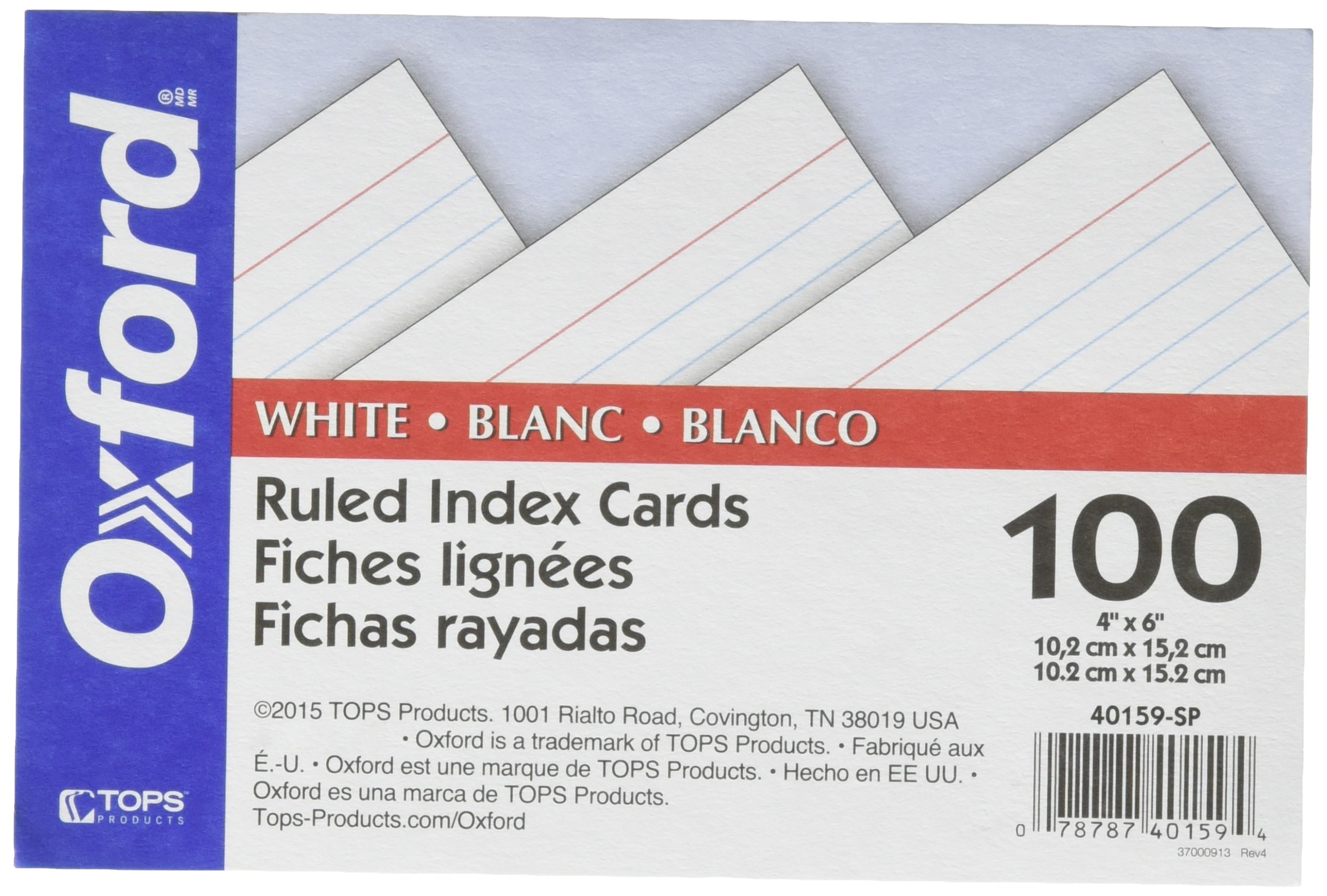 Photo 1 of Oxford Ruled Index Cards, 4" x 6", White, 100 Per Pack (40159-SP)