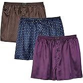Sanraflic® Men's Satin Boxer Briefs Pack, Silk Feeling Sleep Shorts with Fly Underwear