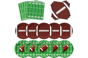 GIFTPIONEER Football Party Supplies Kit Serve 50, Football Party Favors Set Includes Dinner Plates, Dessert Plates, Napkins, Super Game Bowl Party Decoration Football Theme Party Decorations Birthday Party