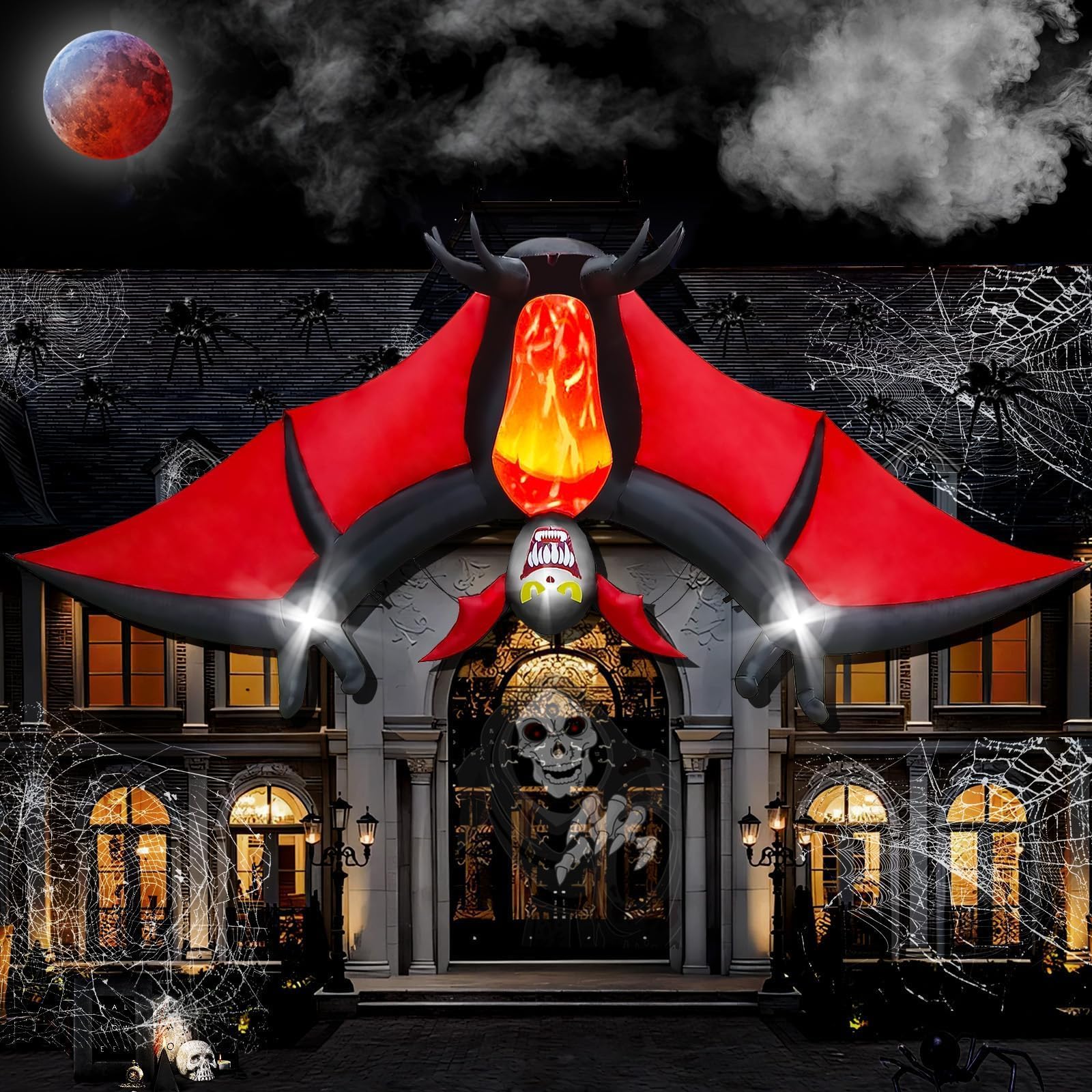 Kalolary Halloween Inflatable Decoration, Halloween Decoration Inflatable Party for Yard Garden Lawn Indoor Outdoor Decor (Hanging Bat)