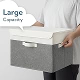 GRANNY SAYS Cloth Storage Boxes with Lids Pack of 2 Large 43x30x29 cm White Grey view 5