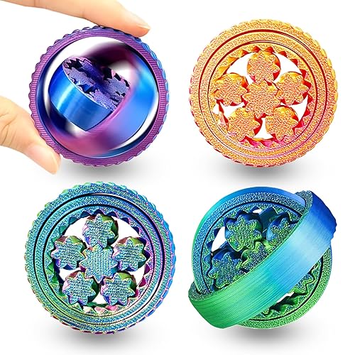 3D Printed Toy Fidget Spinner - 4PCS Stress Relief Sensory Toy for Adults, Office Desk Toy, Stocking Stuffers Bulk Birthday Party Halloween