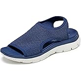 Skechers Women's SUMMITS - OUTTA HERE, Textured Chevron Neoprene H-Band Sandal, Black/Black, 5M