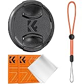 K&amp;F CONCEPT 58mm Lens Cap Cover 4-in-1 Center Pinch Lens Cover for Rebel t7 | Anti-Loss Keeper Leash + Microfiber Cleaning Cloth Kits Compatible with Canon, Sony, Fujifilm Camera Lenses, PC02