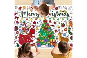 Jierjiaas Christmas Giant Coloring Tablecloth for Kids 75x30 in Large Coloring Poster Jumbo Paper Tablecloth Poster Fun DIY Art Supplies for Christmas Crafts Party Classroom Decorations