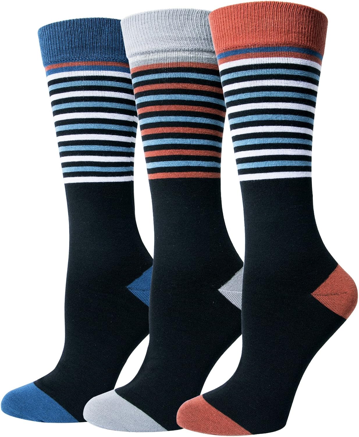 3 Pairs Womens Cotton Dress Crew Socks, Soft and Comfortable Casual