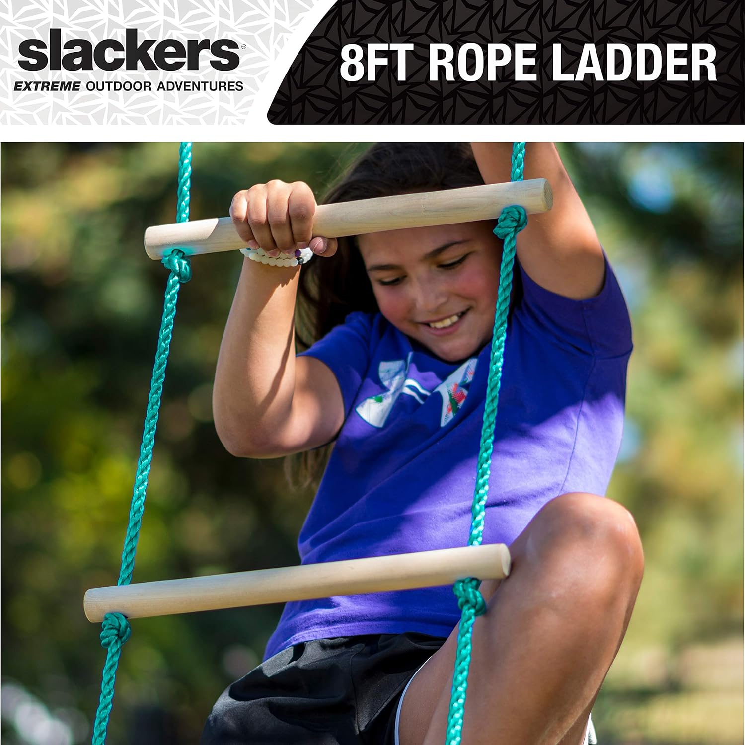 Slackers 8 ft Rope Ladder - Best Outdoor Ninja Warrior Training Equipment For Kids - A Great Addition To Your Backyard Ninjaline Obstacle Course - Rated Ages 5+: Toys & Games