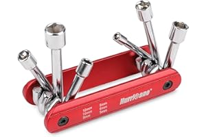 HURRICANE 6 in 1 Folding Nut Driver Set Metric, Hex Nut Driver Set, Folding Socket Wrench, Cr-V Steel Shank, Portable Premium Aluminum Handle. Easy to Carry Out. 5mm, 6mm, 8mm, 9mm, 10mm, 12mm