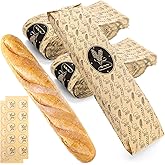 ZENFUN 100 Pack Baguette Paper Bags, Kraft Long Bread Bag with 100 Seal stickers, French Breads Loaf Packing Bags, 19"x4"x1.5" Long Bread Bakery Storage Bag for Coffee shop, Restaurant