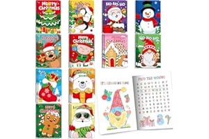 BenLouis 24 Pack Christmas Mini Activity Books for Kids ages 4-8-16 Xmas Party Favors Bulk Different Brain Game for Classroom Travel Craft Activities Holiday Birthday Goodie Bag Gift Stuffer